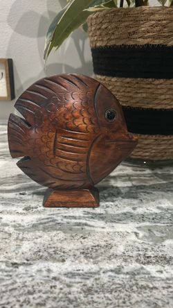 Real carved wood decorative fish