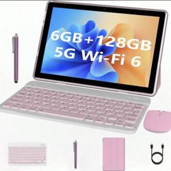 10.1 Inch Android Tablet With Keyboard (Pink)
