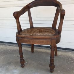 Vintage Wood Arm Cane-seat Chair