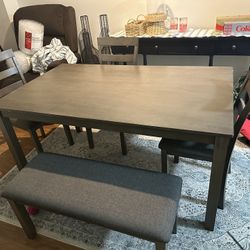 DINING TABLE SET 4 Chairs & Bench Barley used