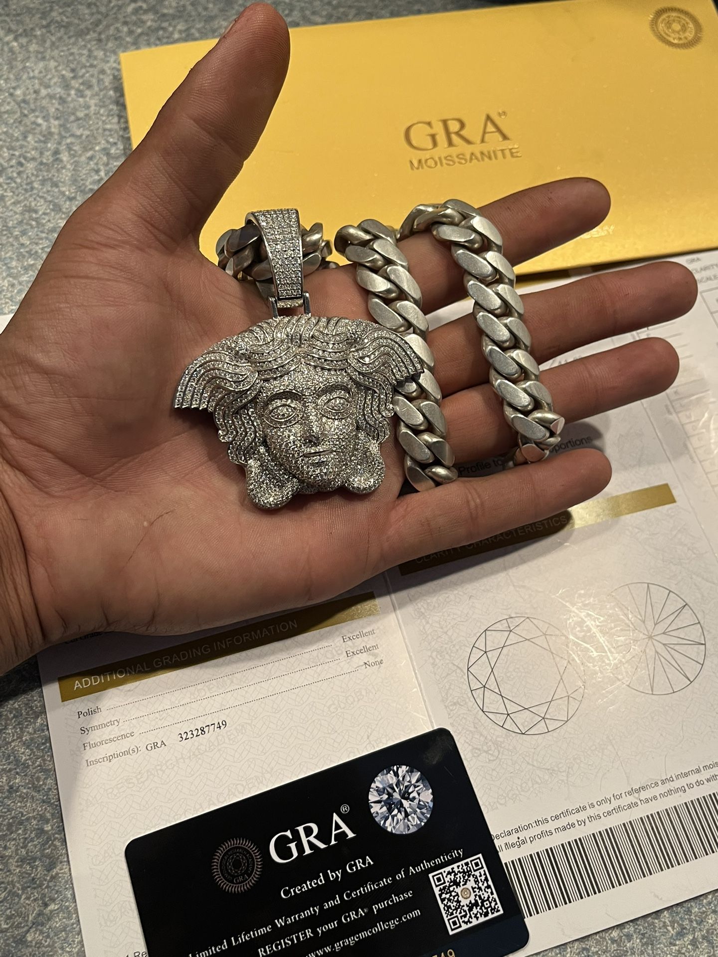 950 Big Silver Cuban Link And Moissanite