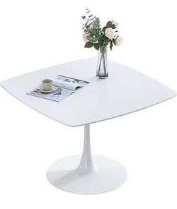 New in Box 42" Dining Table, Mid-Century Modern Tulip Table w/Matte White, Small Kitchen Tables w/MDF Top & Metal Legs, Modern Tables