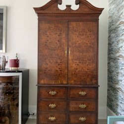 Curly Maple Wood Bar Armoire 