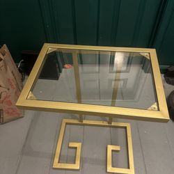 Gold glass metal side table end table (see description for measurements)