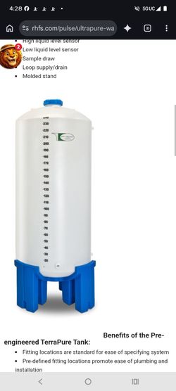 250 gal Terrapure clean water storage....