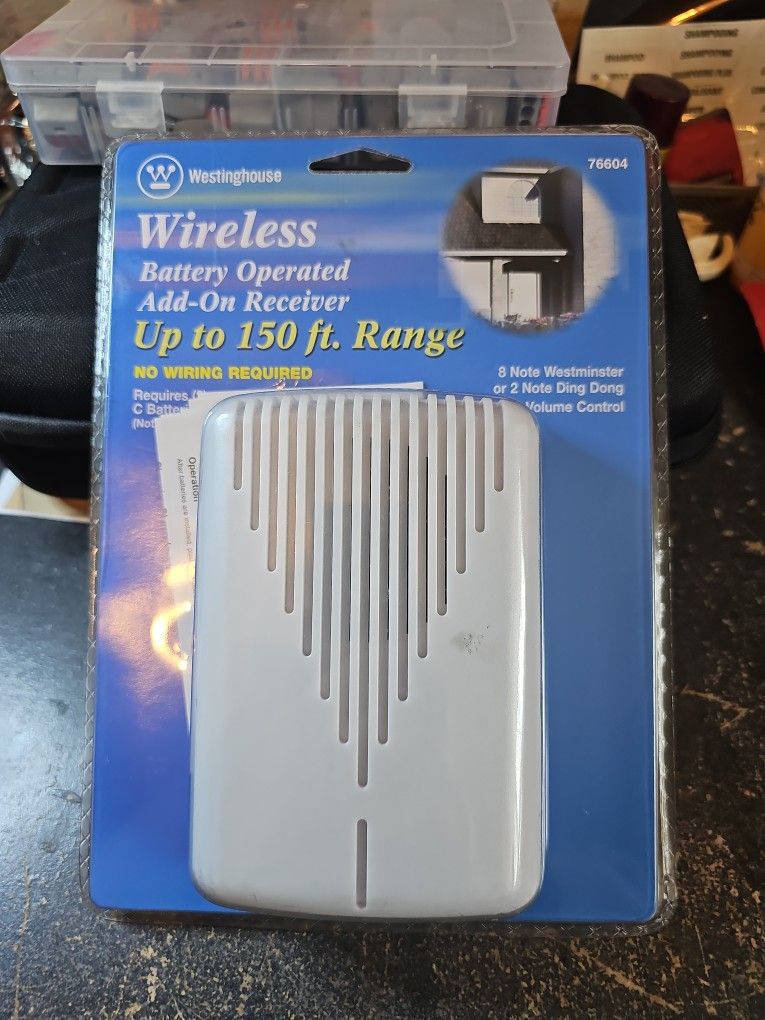 WIRELESS BATTERY OPERATED ADD-ON RECEIVER UP TO 150 FT. RANGE.