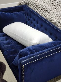 Blue Velvet Tufted Chesterfield Sofa
