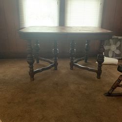 1950s Wooden Dining Table With Extension Leaf