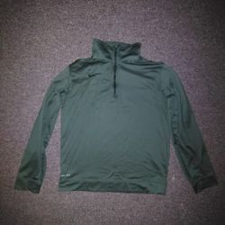 nike men sweatshirt large black dri fit logo embroider 1/4 zip swoosh mock neck