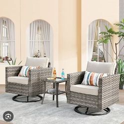 Bistro Set 3-piece Patio Swivel Rocking Chairs Brand New Patio Chair Set Swivel Rocking Chairs Patio Brand New In The Box, 🆕🚚🛺🆕🆕
