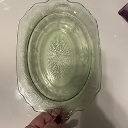 Depression Glass Candy Dish, Green
