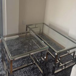 Modern Glass & Chrome Coffee Table Set (2-Piece) 🩶