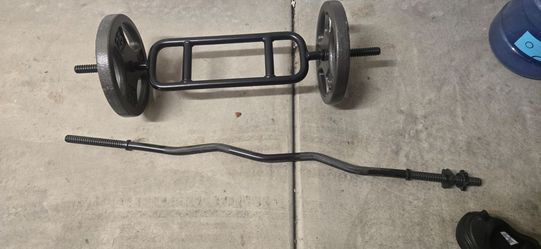 2 bars and 25lb weights