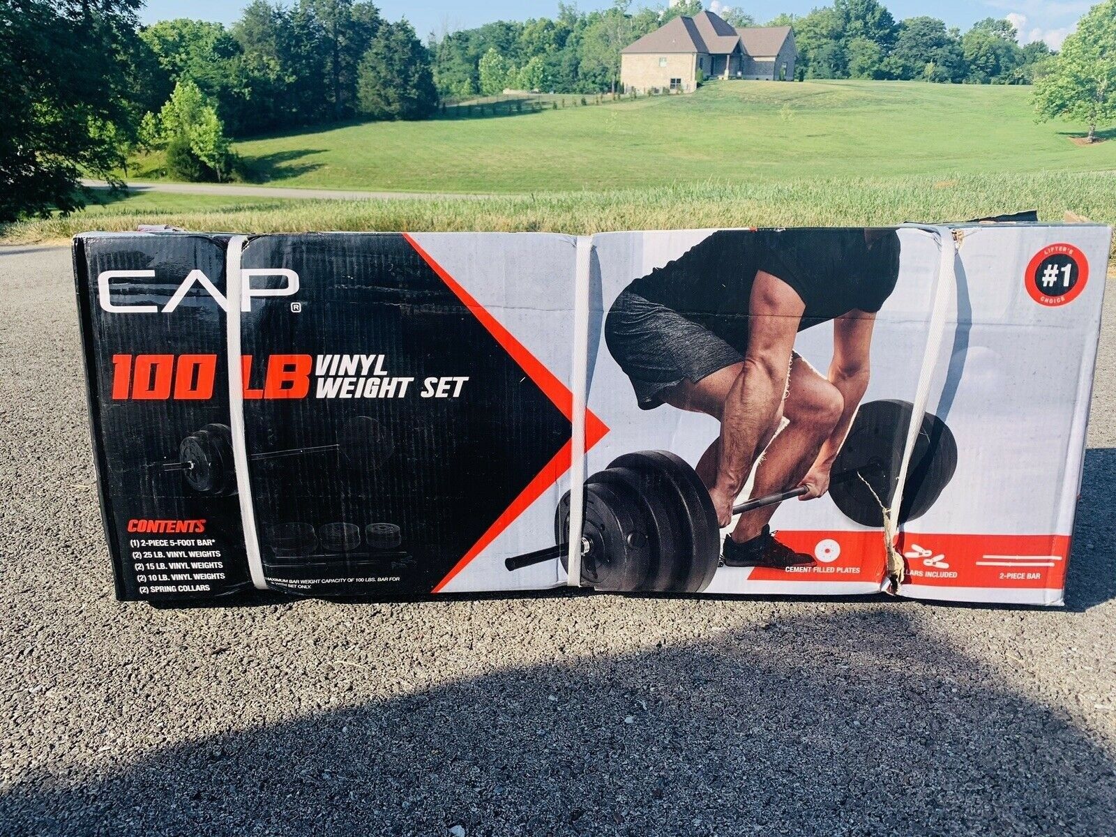 CAP 100 Lb Vinyl Weight Set Barbell 1 Inch Plate Standard In Hand ✅Brand New