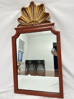 ORIGINAL VINTAGE ITALIAN VENETIAN STYLE SOLID WOOD RED & GOLD MIRROR - ONE OF A KIND!