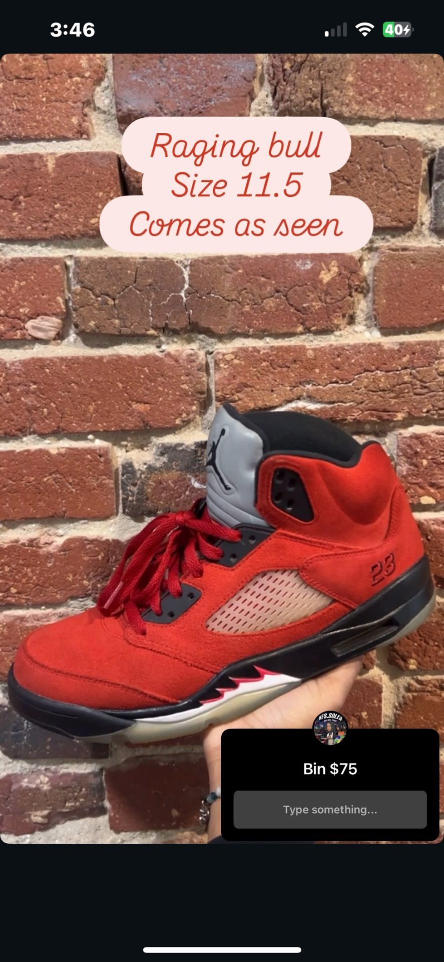 Jordan 5 Raging Bulls Size 11.5