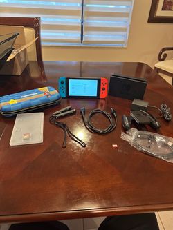 Nintendo Switch Console Bundle w/ Case,Dock,Cables,Game, Accessories *Below*