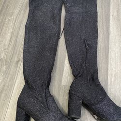 Over-the-knee Black Sparkly  Boots