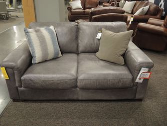Toscano Medici Leather Track Arm Loveseat - Gray | Small Sofa | Two-Seat Couch