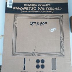 WOOD FRAMED MAGNETIC WHITEBOARD - NEW