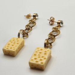 Cheese Block Earrings