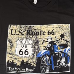 Alstyle Route 66 Motorcycle Graphic T-Shirt (XL, Black)