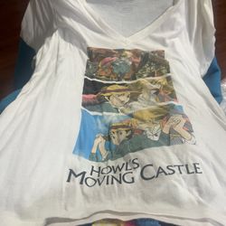 Howl’s Moving Castle V-neck Tee Size Medium
