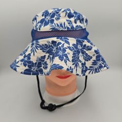 Kids Banana Boat Blue FloralBucket SunHat O/S