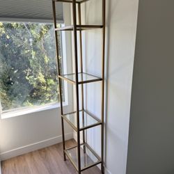 Gold Metal Glass 5 Shelves Display Case