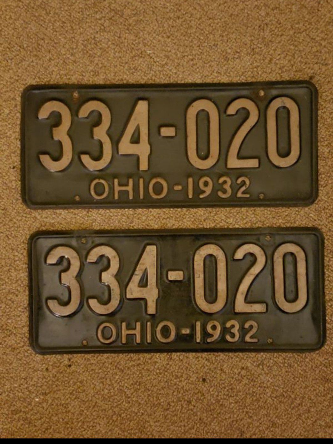 Set of 1932 Ohio license plates ($32.50 each $59.99 for the set)