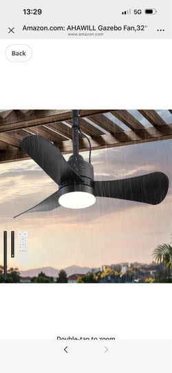Brand new in box AHAWILL Gazebo Fan,32" Plug in Ceiling Fan with 3 Color LED Light,Waterproof Outdoor Hanging Fan,Outdoor Ceiling Fans for Patios,Gaze