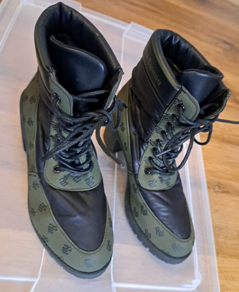 VTG 90s Rocawear Woman's Platform Boots SZ 8 Green/Black Logo Good Condition