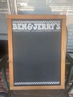 Ben and Jerry ice cream chalk board