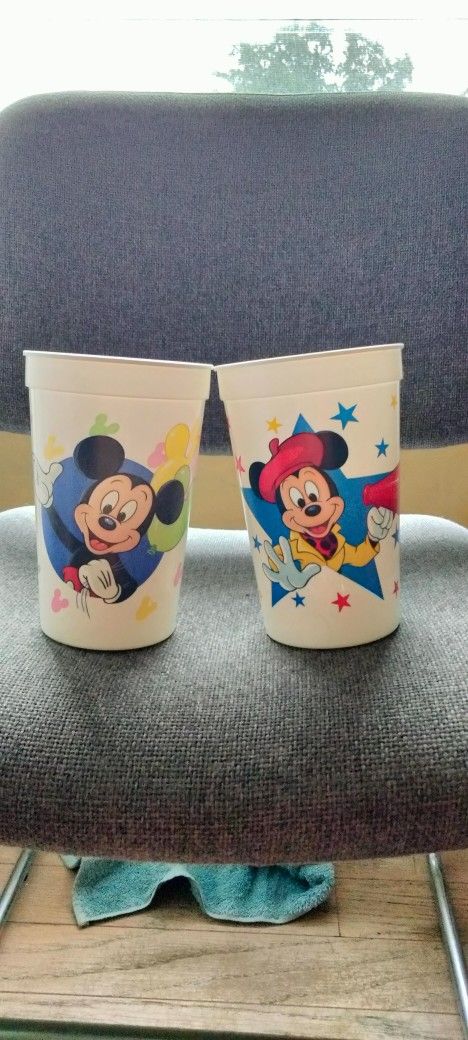 Vintage Disney Coca Cola Mickey Mouse Plastic Cups