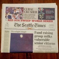 SEATTLE TIMES NEWSPAPER THUR OCT 28 2004 Metropolitan Ed. WORLD SERIES COMPLETE!