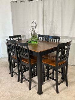 High Dining Table with Extension & 6 Chairs / Comedor Alto de Extension y 6 Sillas