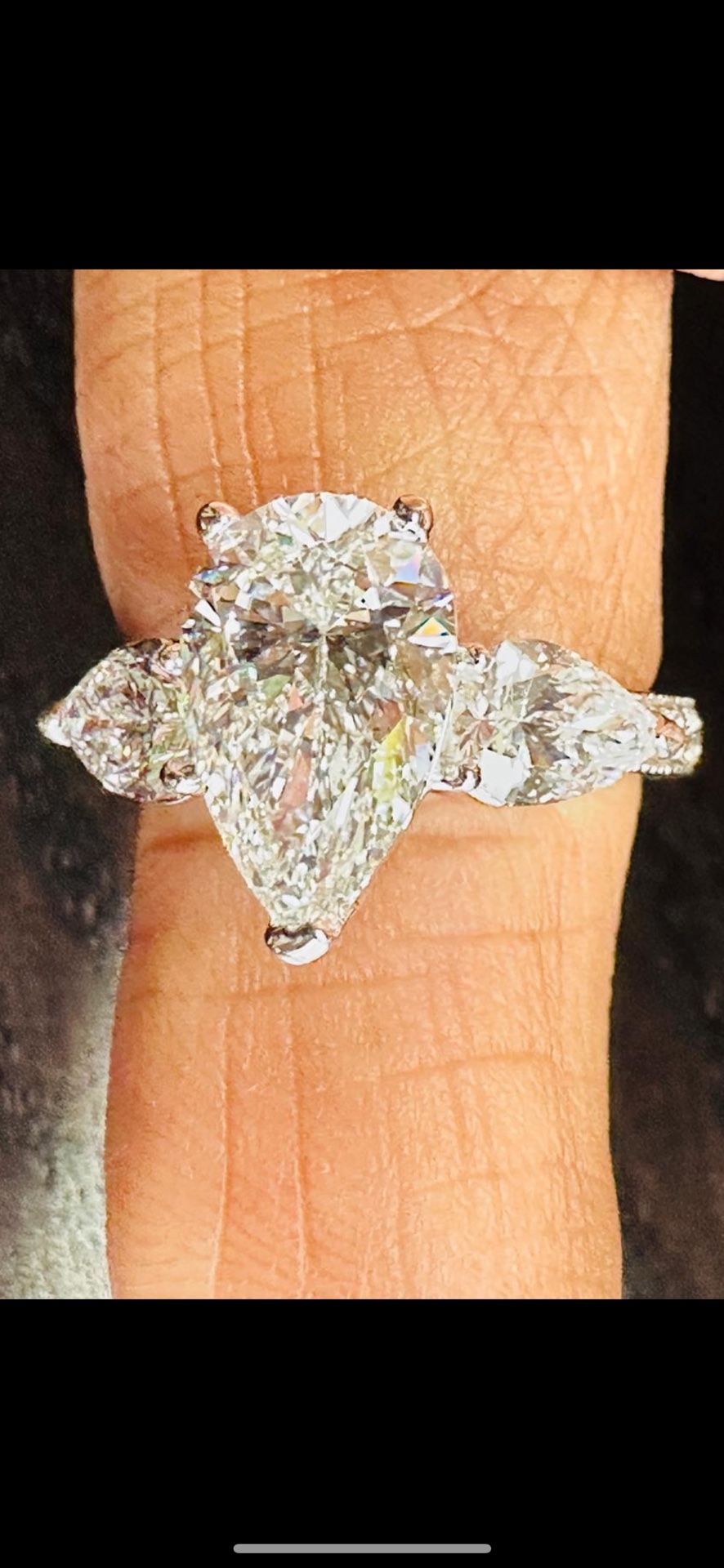 New 4.51 Carat Pear Lab And Natural Diamond Ring 14k White Gold Certified E VS1