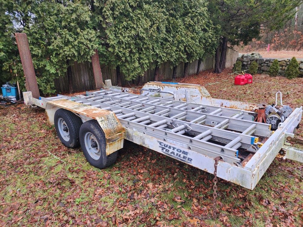 9 Ton Tilting Trailer by Custom Trailers Dual Axle With Loading Ramps 16' x 6.5' Heavy Duty