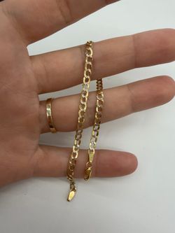 10KT Real Gold Diamond Cut Cuban Bracelet