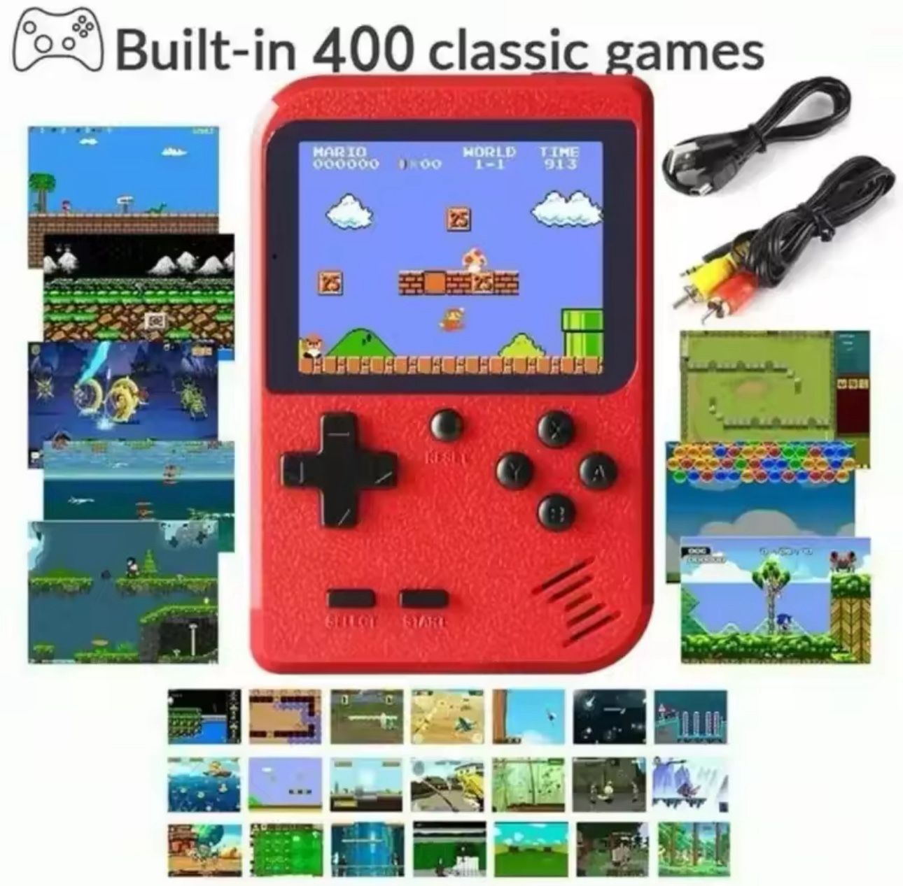 Retro Gameboy Style Game Console With 400 Built In Games Including Mario