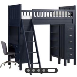 Bunk Bed With Built In Desk And Bookshelf 