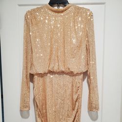 Women's Plus Mock Neck Ruched sequin dress size M