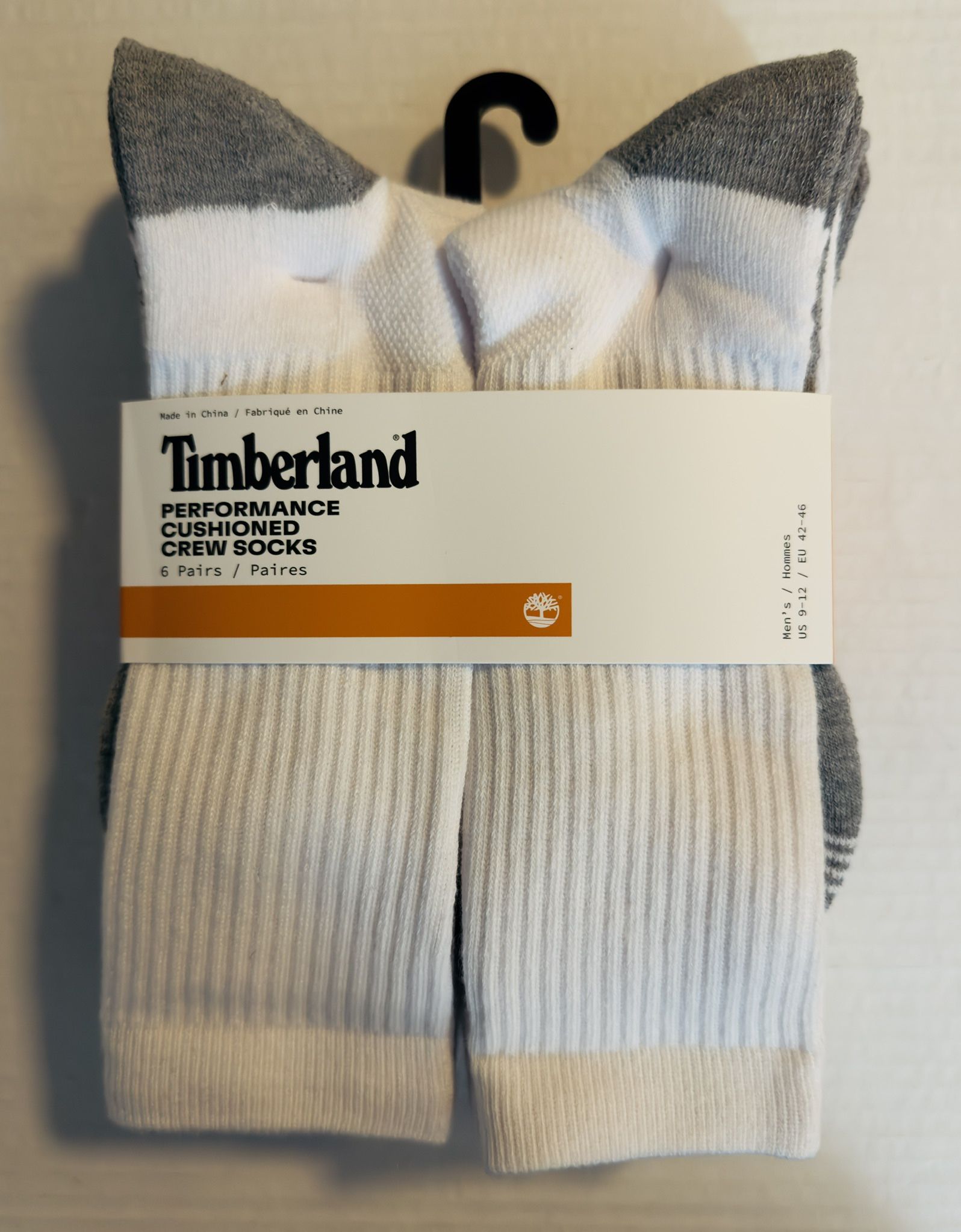 Timberland Performance Cushioned Crew Socks, 6 Pairs. Size 9-12