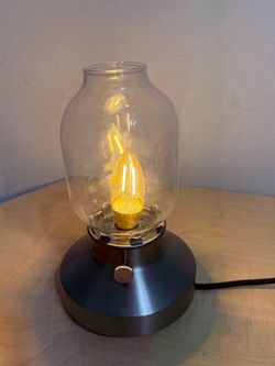 Glass Jar Table Lamp with Edison Bulb