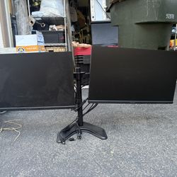 Twin HD Monitors With Fully Adjustable Stand