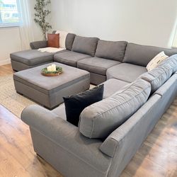 Beautiful Clean Sectional Couch With Storage Ottoman 