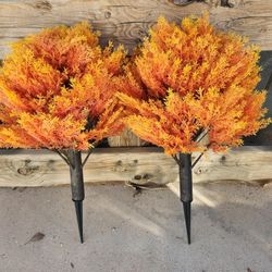 HOYMN 2 ft. Artificial Cedar Ball Topiary Tree Autumn Fall Decor with Ground Spike (2-Pack) for Indoor/Outdoor