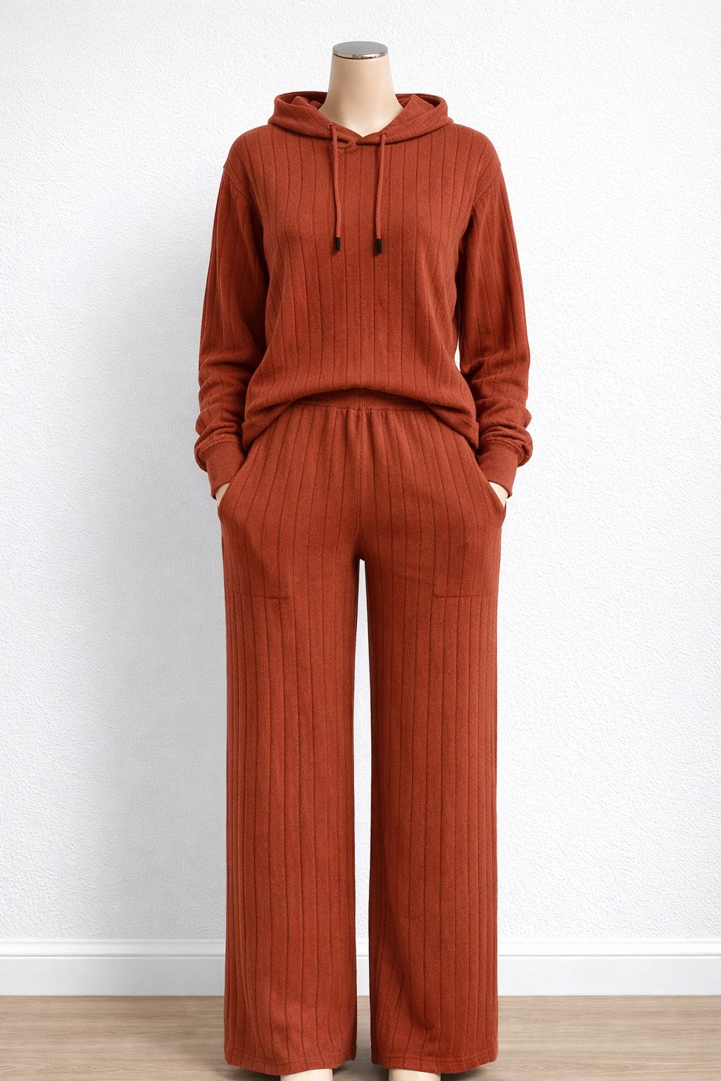 Casual ribbed two-piece set//set De Dos Piezas Para Mujer