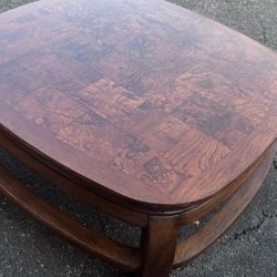 Vtg Gordons Fine Furniture Asian Design Coffee Table Burl Wood Top Curved Legs