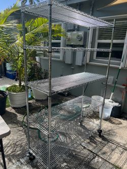 Wire shelving 5 tier with wheels brand new